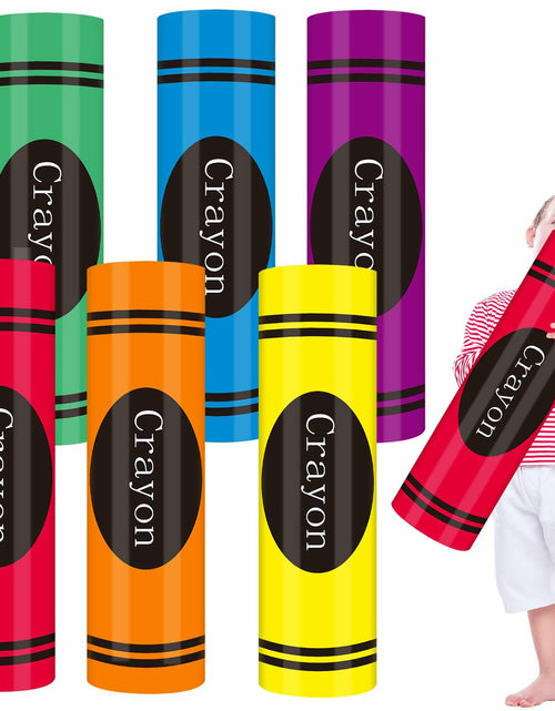 Load image into Gallery viewer, WinnerWhy Jumbo 17in Neon Cardboard Crayons 6 Pcs Rainbow Colors
