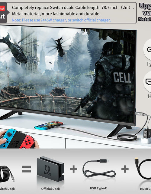 Load image into Gallery viewer, C.CURTING Switch Dock for N/S OLED 4K HDMI USB 3.0 Type C PD Charge Gray 2M
