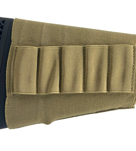 Krevis Shotgun Elastic Buttstock Ammo Sleeve Tan Elastic Polyester