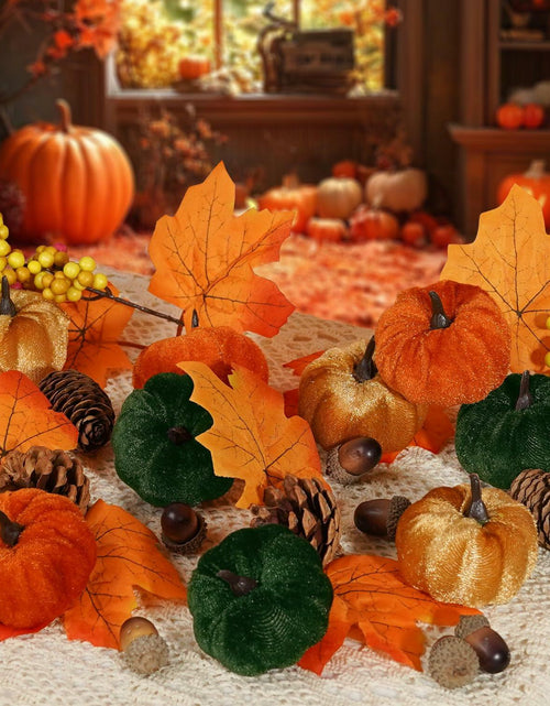 Load image into Gallery viewer, Artmag 25 PCS Fabric Pumpkins Set Fall Decor Maple Leaves Acorns Style 5
