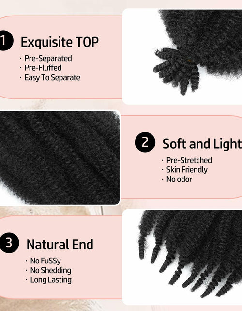 Load image into Gallery viewer, MCNJM Springy Afro Twist Marley Braiding Hair 16 Inch 8 Packs 1B#
