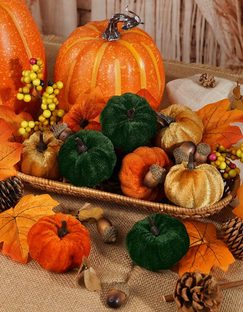 Load image into Gallery viewer, Artmag 25 PCS Fabric Pumpkins Set Fall Decor Maple Leaves Acorns Style 5
