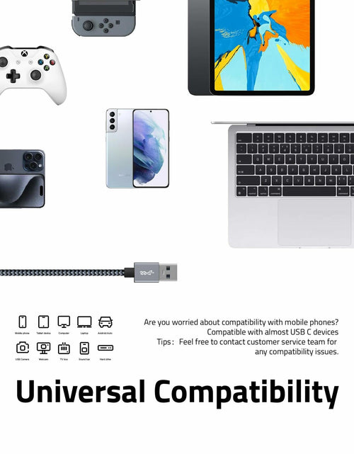 Load image into Gallery viewer, FHG USB 3.0 to USB-C Cable 3.3FT 2Pack Nylon Braided Fast Charging Black
