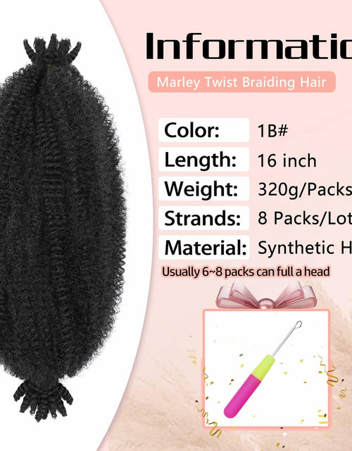 Load image into Gallery viewer, MCNJM Springy Afro Twist Marley Braiding Hair 16 Inch 8 Packs 1B#
