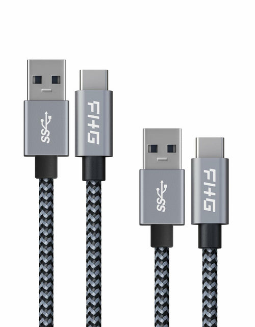 Load image into Gallery viewer, FHG USB 3.0 to USB-C Cable 3.3FT 2Pack Nylon Braided Fast Charging Black
