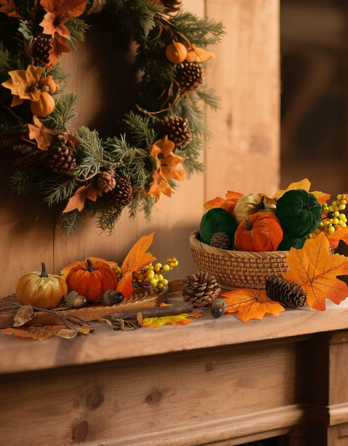 Load image into Gallery viewer, Artmag 25 PCS Fabric Pumpkins Set Fall Decor Maple Leaves Acorns Style 5
