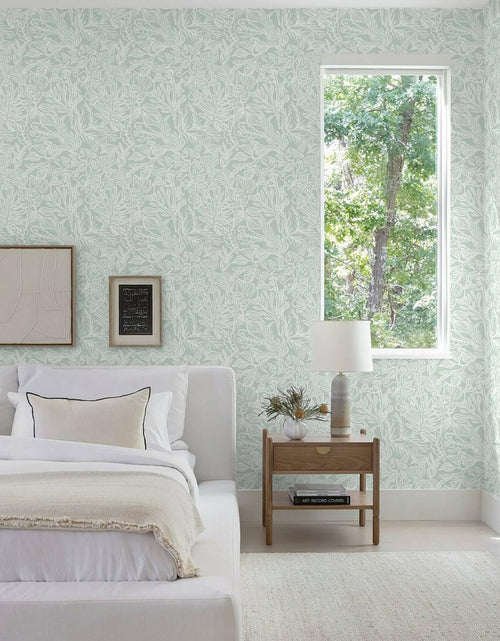 Load image into Gallery viewer, Fiula Peel and Stick Wallpaper Green White Leaf 17.3inx78.7in Removable Vinyl
