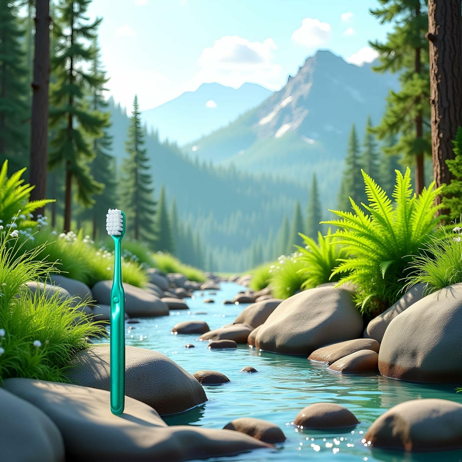 Calsgkspray Green Wide Head Fine Bristle Portable Manual Toothbrush