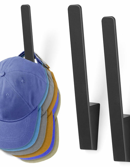 Load image into Gallery viewer, PEDORUBY Wall Mount Hat Rack Hooks for Baseball Caps 3 Pack Black
