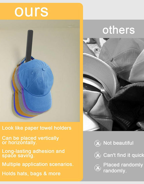 Load image into Gallery viewer, PEDORUBY Wall Mount Hat Rack Hooks for Baseball Caps 3 Pack Black
