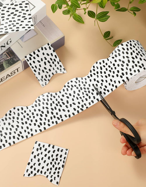 Load image into Gallery viewer, PerKoop Bulletin Board Borders 2 Rolls 131ft Dots White Background
