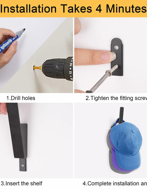 Load image into Gallery viewer, PEDORUBY Wall Mount Hat Rack Hooks for Baseball Caps 3 Pack Black
