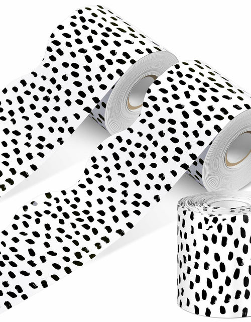 Load image into Gallery viewer, PerKoop Bulletin Board Borders 2 Rolls 131ft Dots White Background
