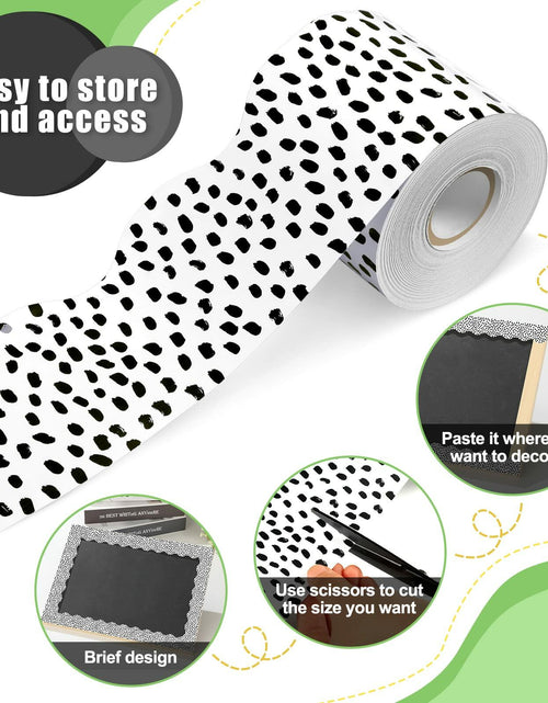 Load image into Gallery viewer, PerKoop Bulletin Board Borders 2 Rolls 131ft Dots White Background
