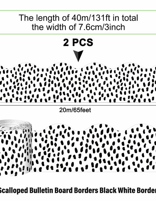 Load image into Gallery viewer, PerKoop Bulletin Board Borders 2 Rolls 131ft Dots White Background
