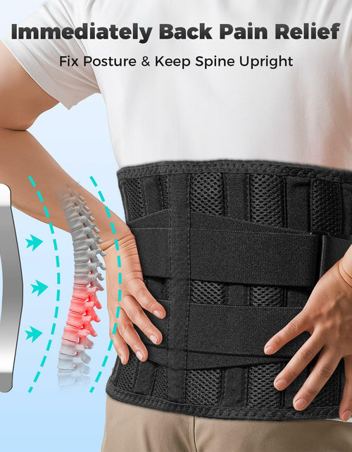 Load image into Gallery viewer, Ebullient Assimilate Adjustable Lumbar Back Brace Black/Silver Size S
