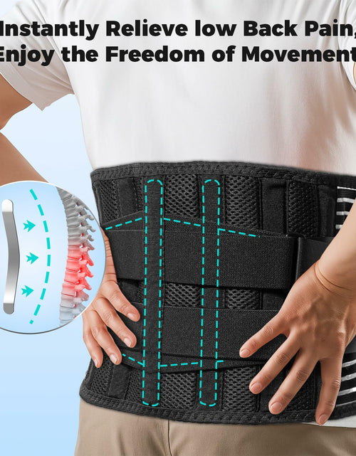 Load image into Gallery viewer, Ebullient Assimilate Adjustable Lumbar Back Brace Black/Silver Size S

