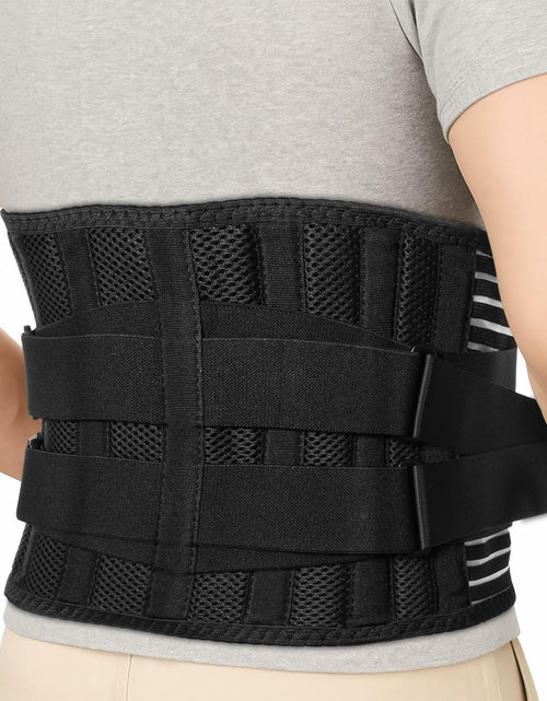 Load image into Gallery viewer, Ebullient Assimilate Adjustable Lumbar Back Brace Black/Silver Size S
