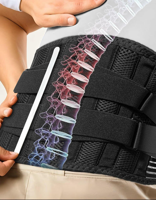 Load image into Gallery viewer, Ebullient Assimilate Adjustable Lumbar Back Brace Black/Silver Size S
