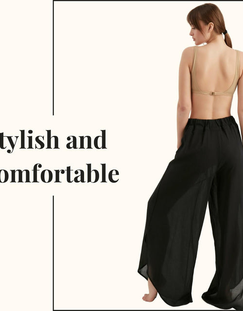 Load image into Gallery viewer, TUBANUR Women's Wide Leg Elastic Waist Slit Loose Pants Black Size XS
