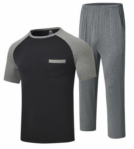 MoFiz Men's Pajama Set Short Sleeve T-Shirt & Shorts Dark Gray/Black Size 2XL