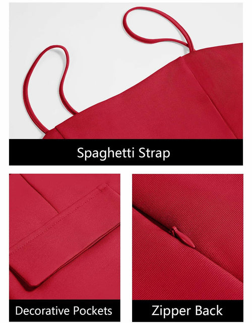 Load image into Gallery viewer, Wenrine Womens Mini Dress Spaghetti Strap Sleeveless Zipper Back Red Small
