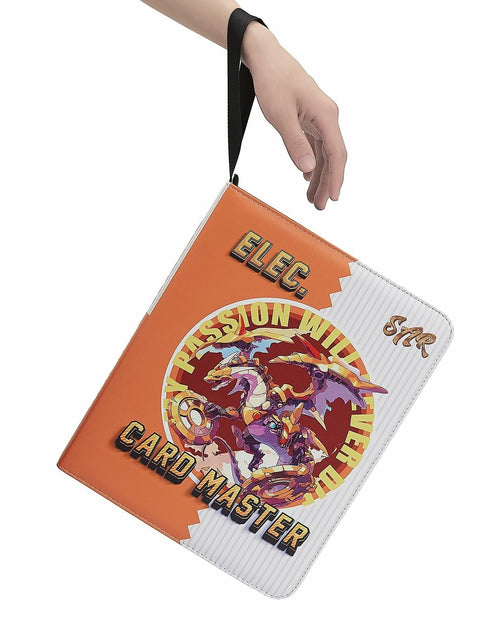 Load image into Gallery viewer, PTKANGBAZI Trading Card Binder 900 Pockets 9-Pocket Zipper 3 Rings Orange
