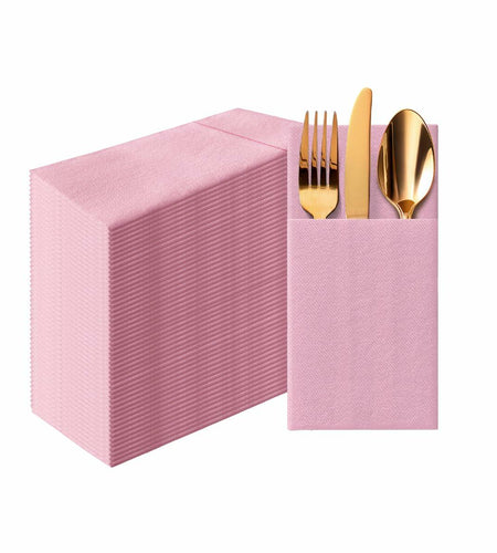 PAW Decor Collection Baby Pink Linen-Feel Paper Napkins 16x16in 50pcs