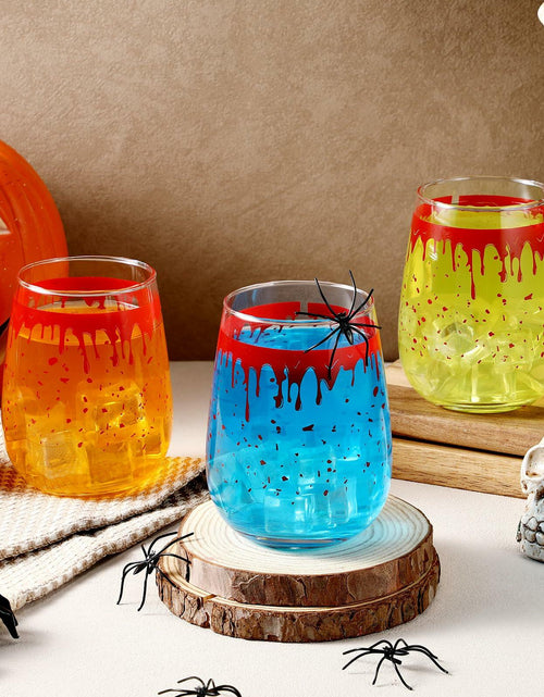 Load image into Gallery viewer, Maxcheck 6 Pack 18oz Stemless Halloween Wine Glasses Clear Bloody
