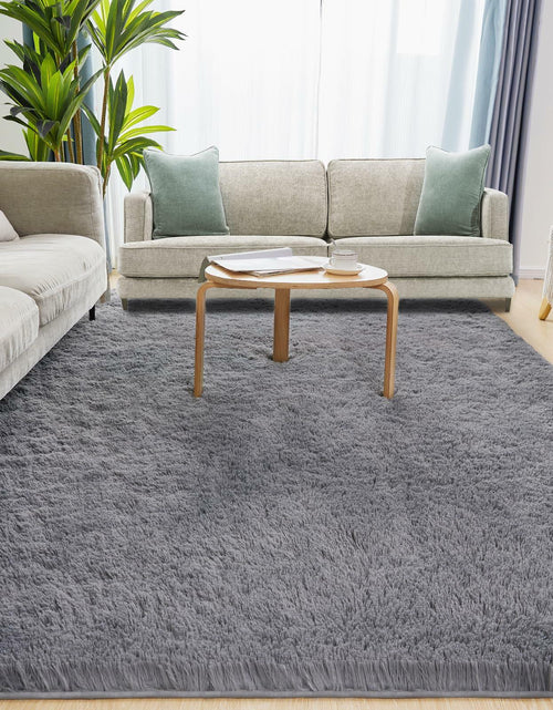 Load image into Gallery viewer, Puremy Grey Round Fluffy Rug 5ft Non-Slip Carpet for Kids Nursery Room
