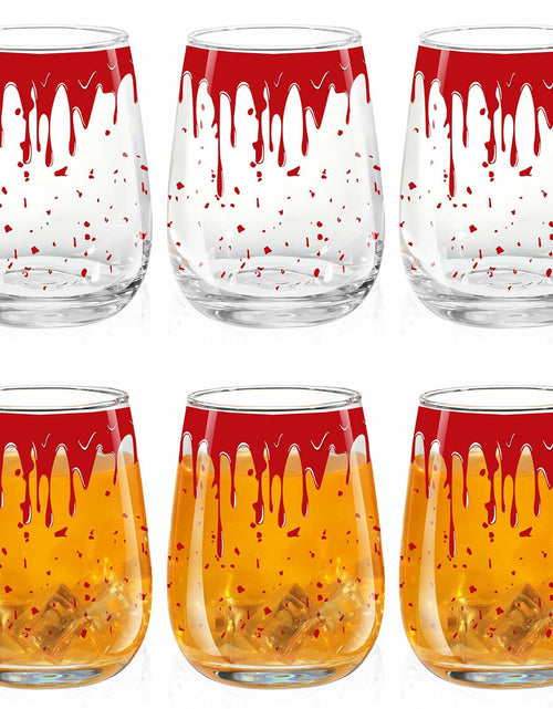 Load image into Gallery viewer, Maxcheck 6 Pack 18oz Stemless Halloween Wine Glasses Clear Bloody
