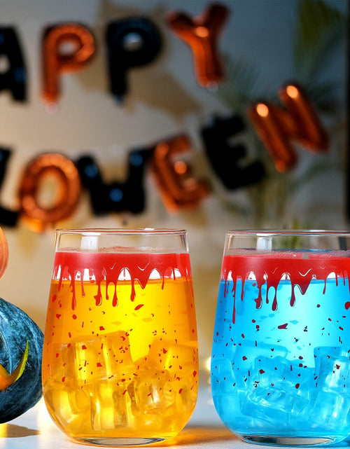 Load image into Gallery viewer, Maxcheck 6 Pack 18oz Stemless Halloween Wine Glasses Clear Bloody
