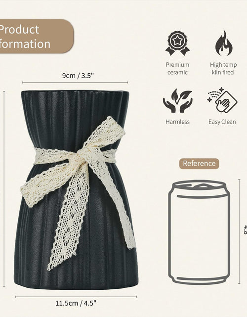 Load image into Gallery viewer, OOSTONEE Black Ceramic Flower Vase 7.6 Inch Nordic Boho Gothic Style
