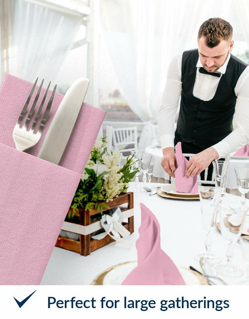 Load image into Gallery viewer, PAW Decor Collection Baby Pink Linen-Feel Paper Napkins 16x16in 50pcs
