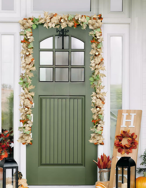 Load image into Gallery viewer, DEPMEM 9Ft Fall Garland White Pumpkins Maple Leaves Thanksgiving Decor 1Pack
