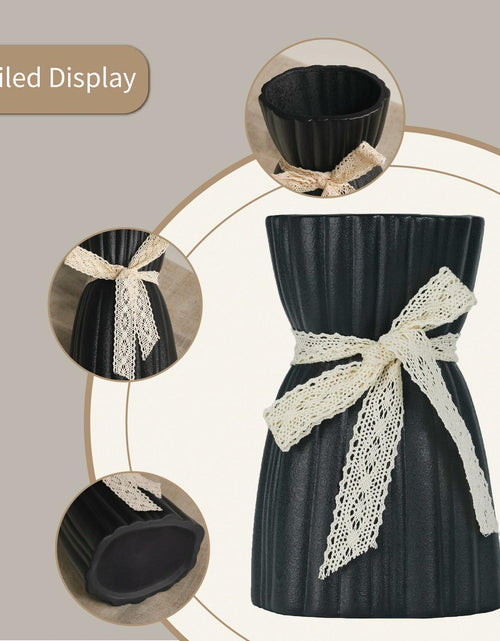 Load image into Gallery viewer, OOSTONEE Black Ceramic Flower Vase 7.6 Inch Nordic Boho Gothic Style

