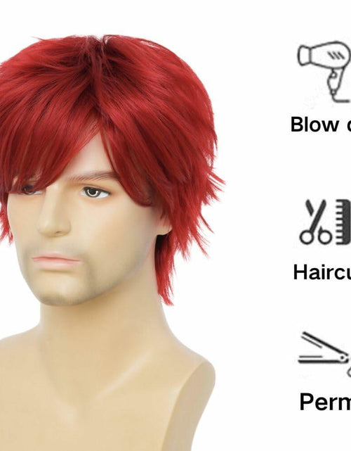 Load image into Gallery viewer, Salaibs Mens Red Short Wig Synthetic Natural Looking Bangs Halloween Cosplay

