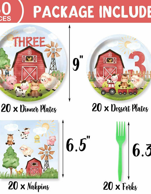 Load image into Gallery viewer, HEETON Farm Boy Three Party Plate 9in Red Green Animal Print Birthday
