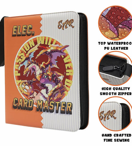 PTKANGBAZI Trading Card Binder 900 Pockets 9-Pocket Zipper 3 Rings Orange