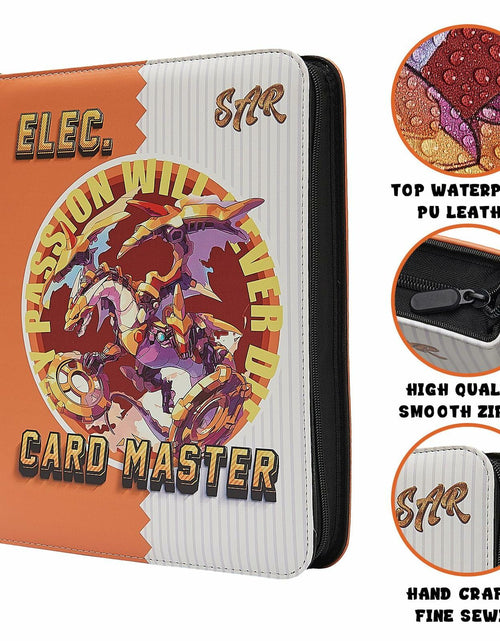 Load image into Gallery viewer, PTKANGBAZI Trading Card Binder 900 Pockets 9-Pocket Zipper 3 Rings Orange
