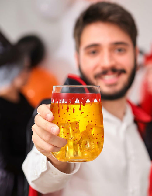 Load image into Gallery viewer, Maxcheck 6 Pack 18oz Stemless Halloween Wine Glasses Clear Bloody
