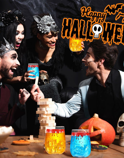 Load image into Gallery viewer, Maxcheck 6 Pack 18oz Stemless Halloween Wine Glasses Clear Bloody

