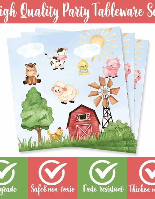 Load image into Gallery viewer, HEETON Farm Boy Three Party Plate 9in Red Green Animal Print Birthday
