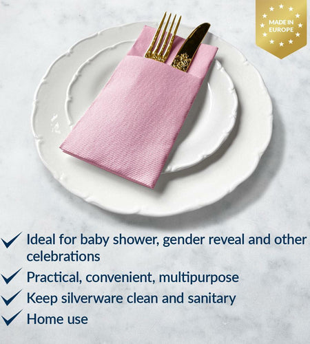PAW Decor Collection Baby Pink Linen-Feel Paper Napkins 16x16in 50pcs