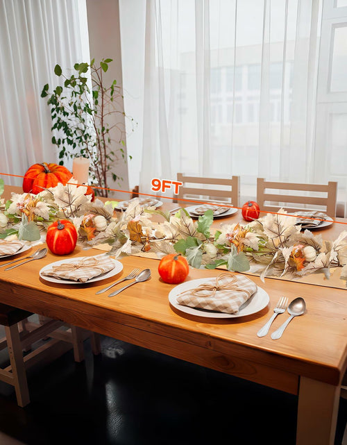 Load image into Gallery viewer, DEPMEM 9Ft Fall Garland White Pumpkins Maple Leaves Thanksgiving Decor 1Pack
