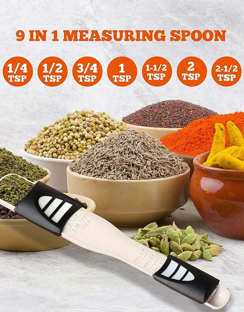 Load image into Gallery viewer, Generic Measuring Spoon Double End Adjustable 1/8 Tsp to 1 Tbsp Black/White
