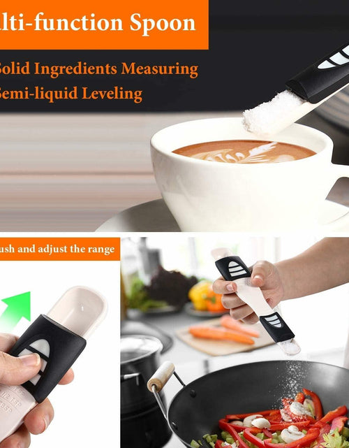 Load image into Gallery viewer, Generic Measuring Spoon Double End Adjustable 1/8 Tsp to 1 Tbsp Black/White
