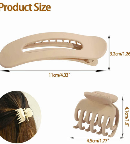 Uausyaly 8 Pcs Non-slip Matte French Hair Claw Clips for Women Black Grey