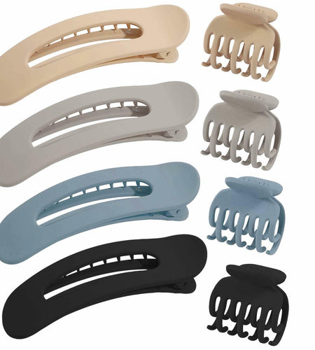 Uausyaly 8 Pcs Non-slip Matte French Hair Claw Clips for Women Black Grey