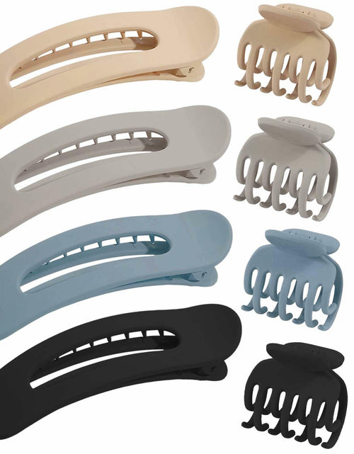 Load image into Gallery viewer, Uausyaly 8 Pcs Non-slip Matte French Hair Claw Clips for Women Black Grey
